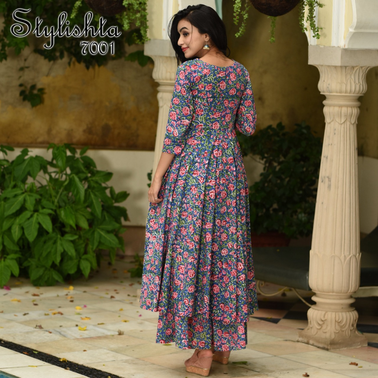 stylishta vol 7 series 7001 7004 Maslin Fabric frok style catchy look kurti catalog