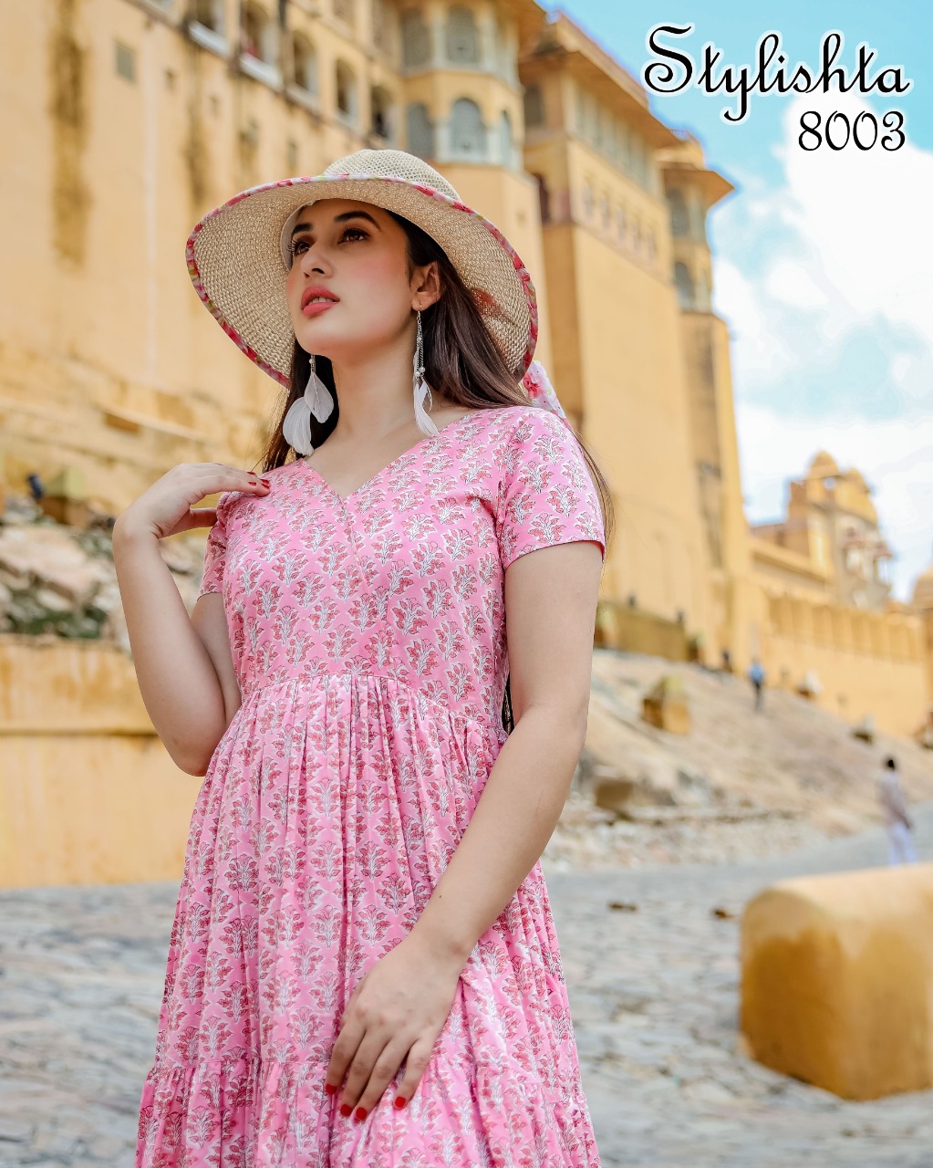 stylishta vol 8 series 8001 8004 Maslin Fabric frok style stylish look kurti catalog