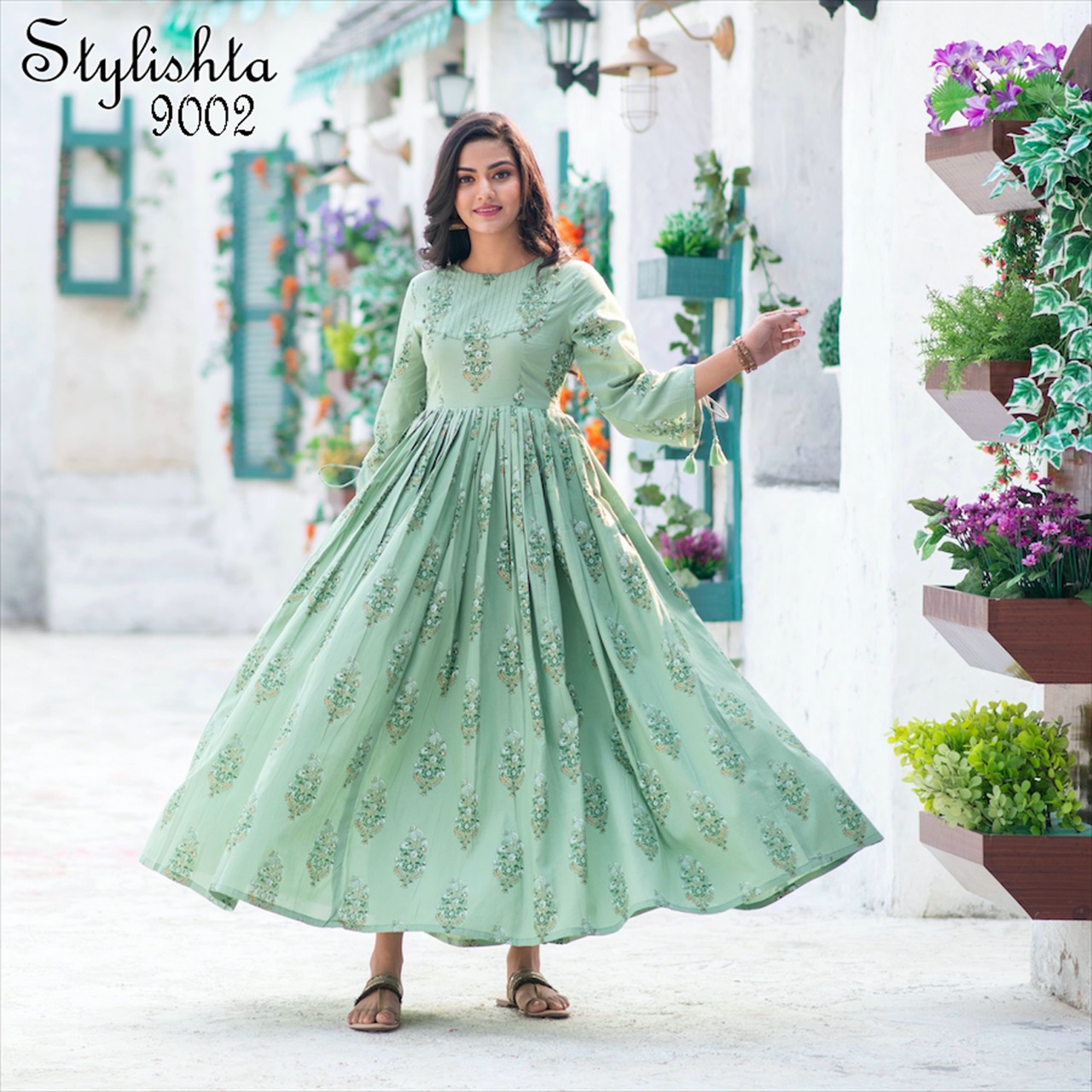 stylishta vol 9 series 9001 9004 Maslin Fabric frok style innovative style kurti catalog