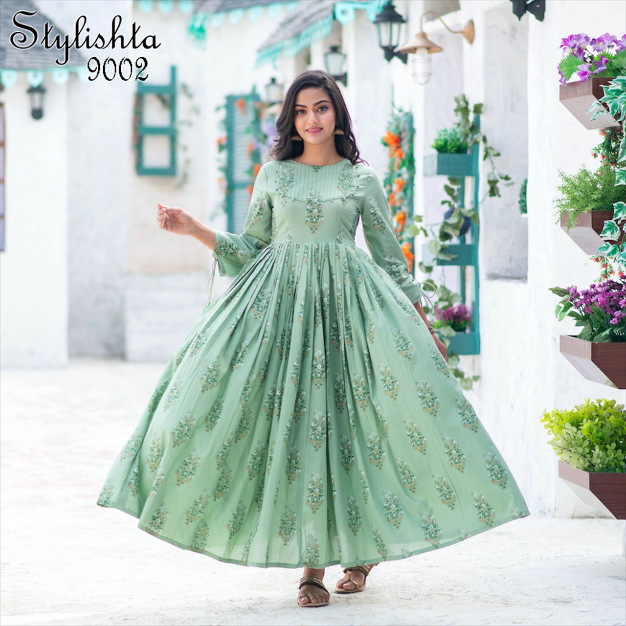 stylishta vol 9 series 9001 9004 Maslin Fabric frok style innovative style kurti catalog