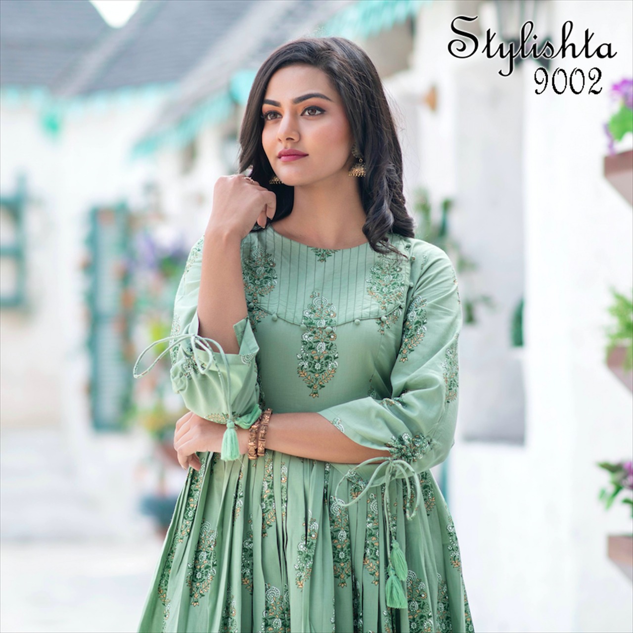 stylishta vol 9 series 9001 9004 Maslin Fabric frok style innovative style kurti catalog