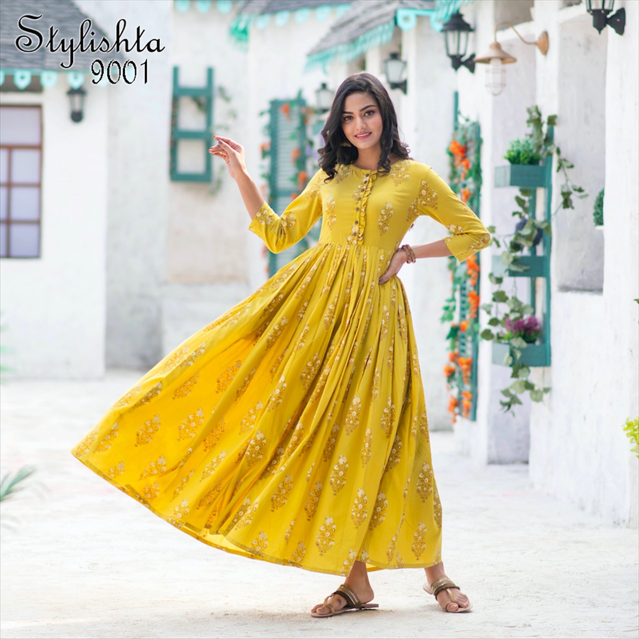 stylishta vol 9 series 9001 9004 Maslin Fabric frok style innovative style kurti catalog