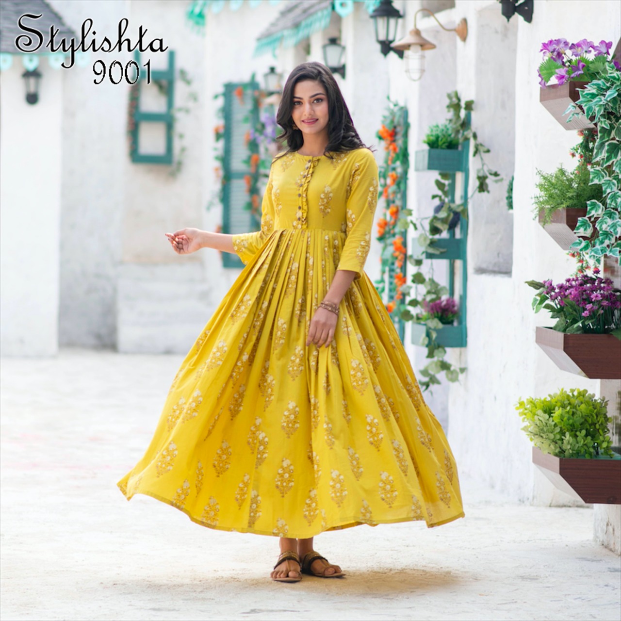 stylishta vol 9 series 9001 9004 Maslin Fabric frok style innovative style kurti catalog