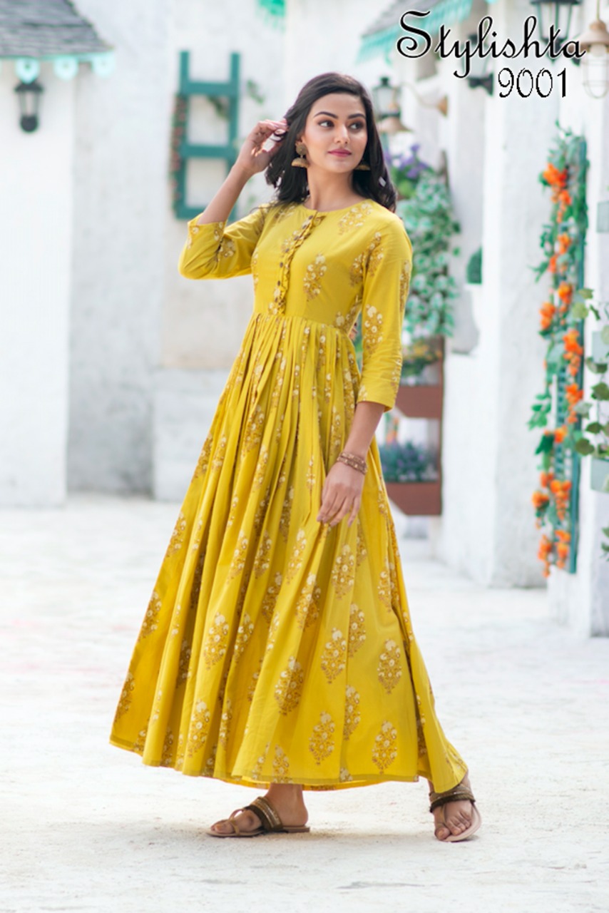 stylishta vol 9 series 9001 9004 Maslin Fabric frok style innovative style kurti catalog