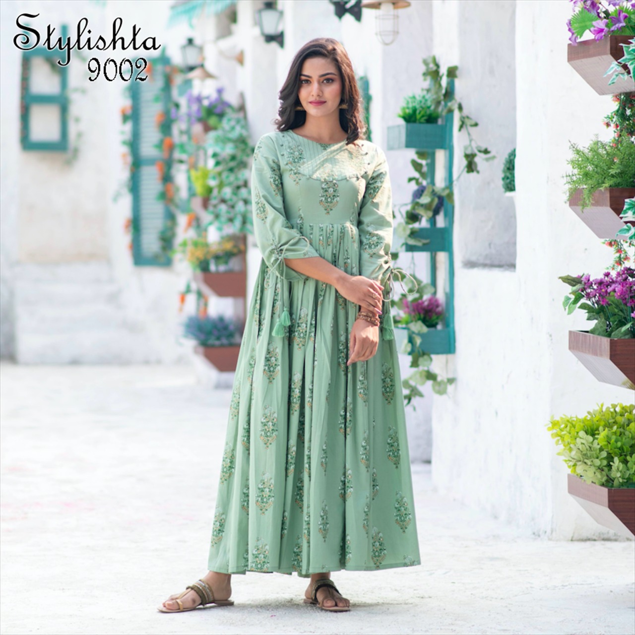 stylishta vol 9 series 9001 9004 Maslin Fabric frok style innovative style kurti catalog