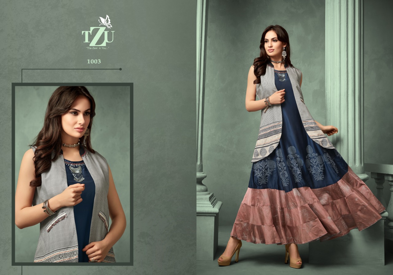 tzu goldie tussr silk catchy look kurti catalog