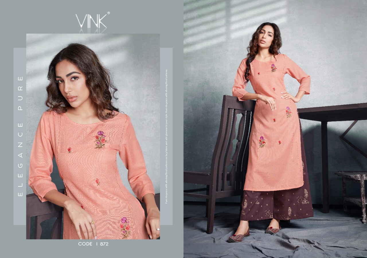 vink radiance cotton linen catchy look plazzo with kurti catalog