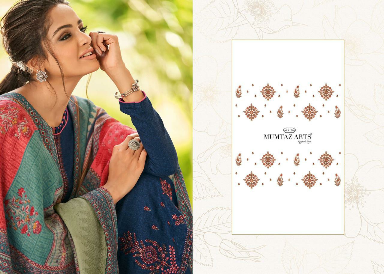 mumtaz arts jamawar satin exclusive print with decent embroidary look karachi salwar suit catalog