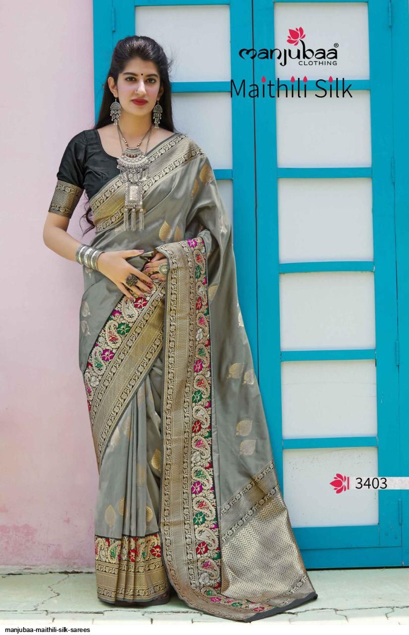 Manjubaa Clothing MAITHILI SILK 3403 Sarees Silk Singles