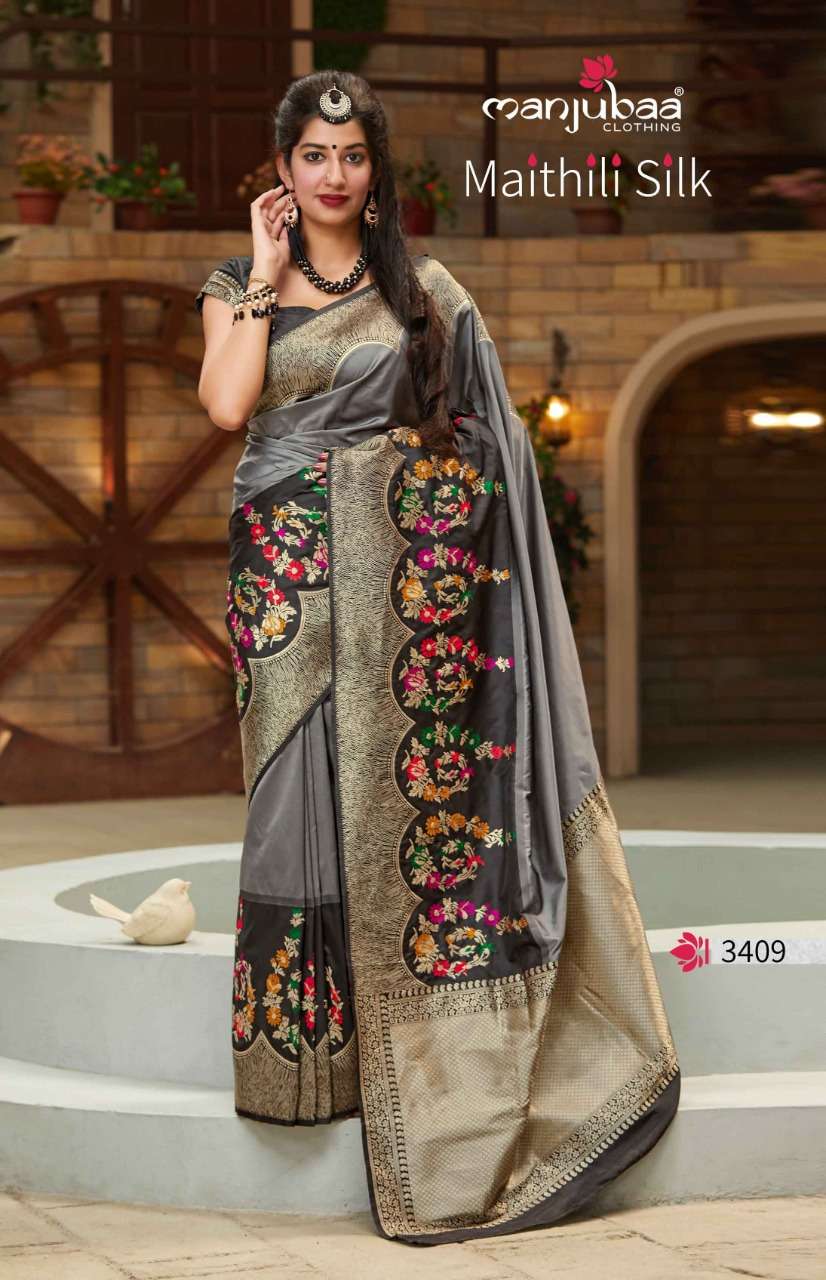 Manjubaa Clothing MAITHILI SILK 3409 Sarees Silk Singles