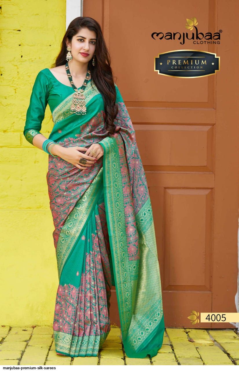 Manjubaa Clothing PREMIUM 4005 Sarees Silk Singles