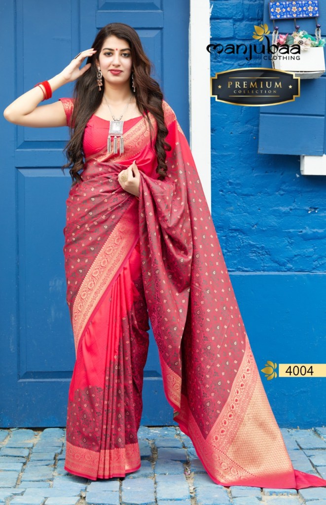 Manjubaa Clothing PREMIUM 4004 Sarees Silk Singles