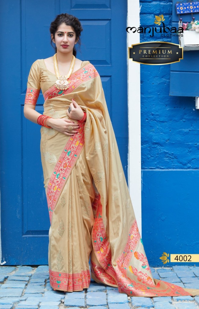 Manjubaa Clothing PREMIUM 4002 Sarees Silk Singles