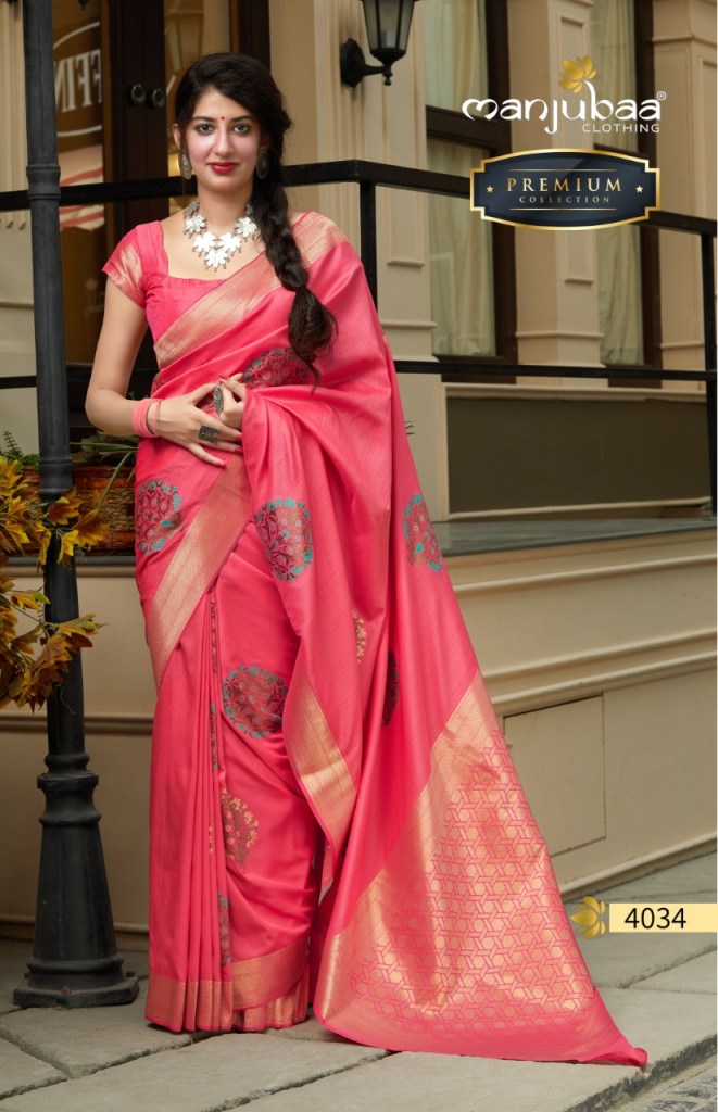 Manjubaa Clothing PREMIUM 4034 Sarees Silk Singles