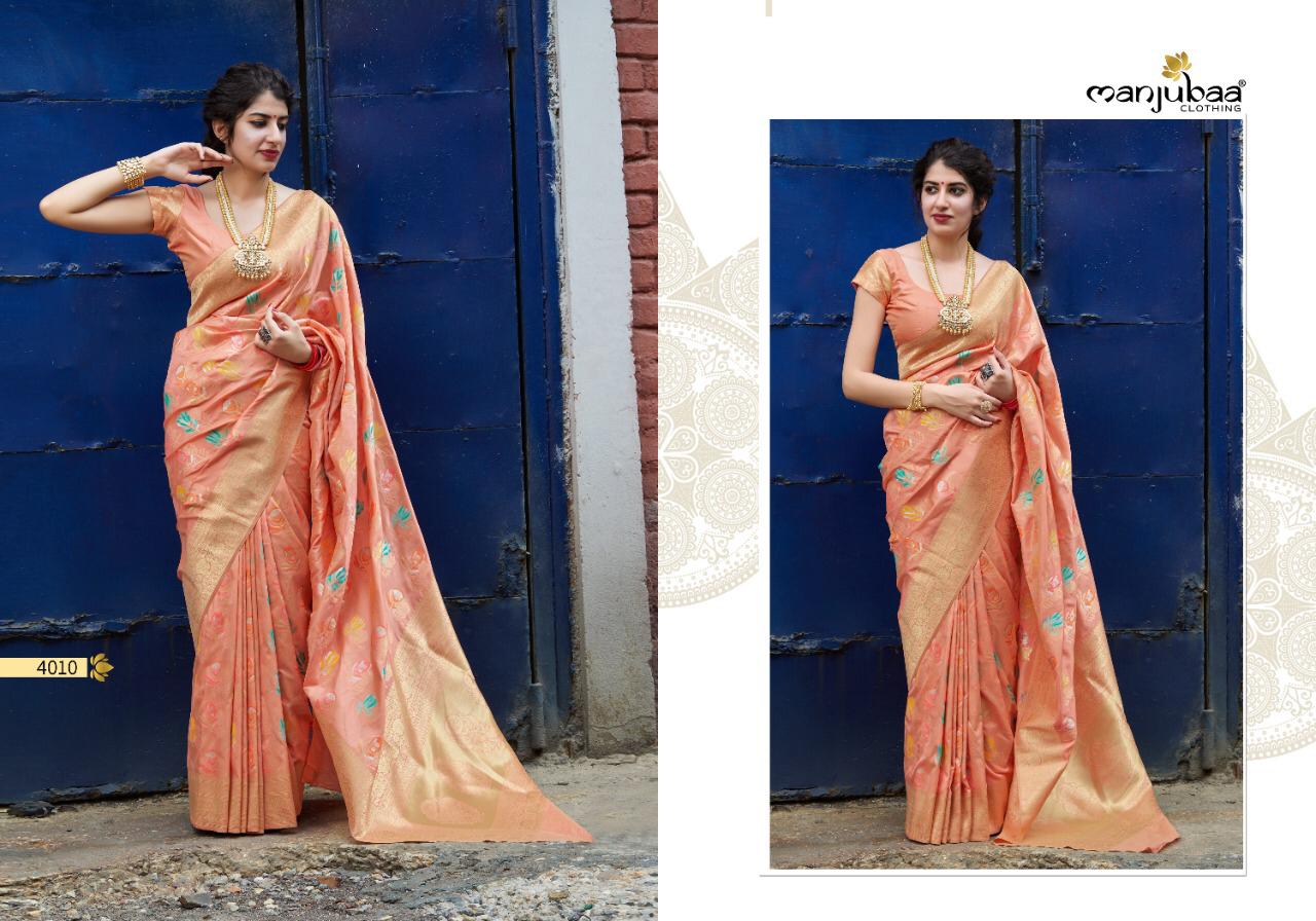 Manjubaa Clothing PREMIUM 4010 Sarees Silk Singles