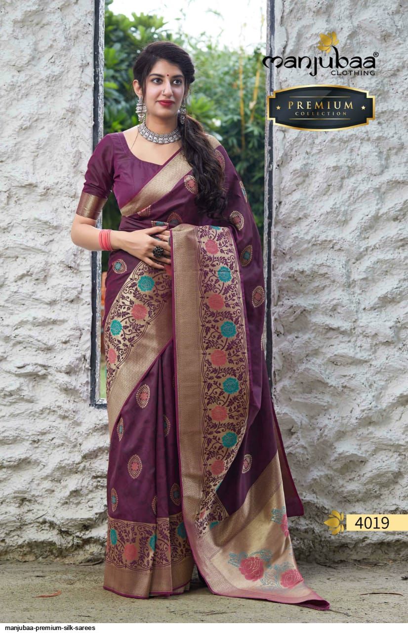 Manjubaa Clothing PREMIUM 4019 Sarees Silk Singles