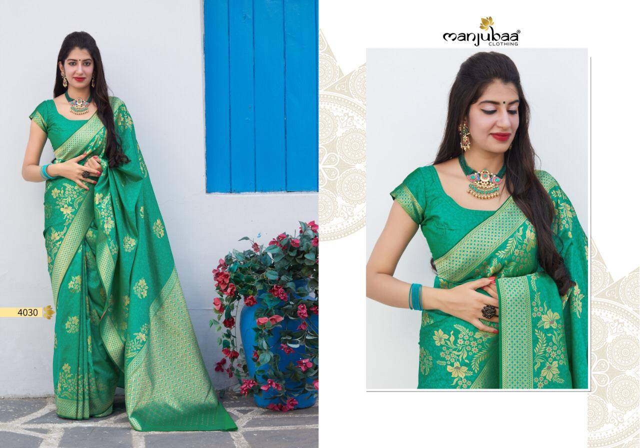 Manjubaa Clothing PREMIUM 4030 Sarees Silk Singles