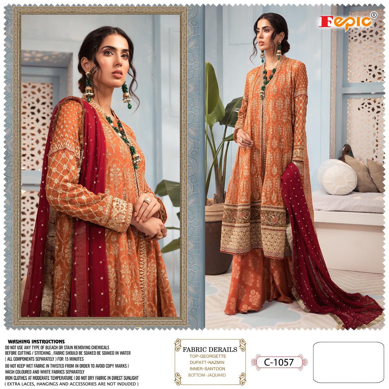 fepic rosemeen c 1057 georgget regal look salwar suit singal