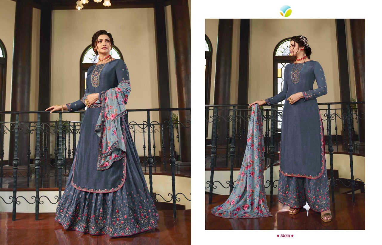 vinay fashion kaseesh lifestyle 3  muslin satin regal style sharara style salwar suit catalog