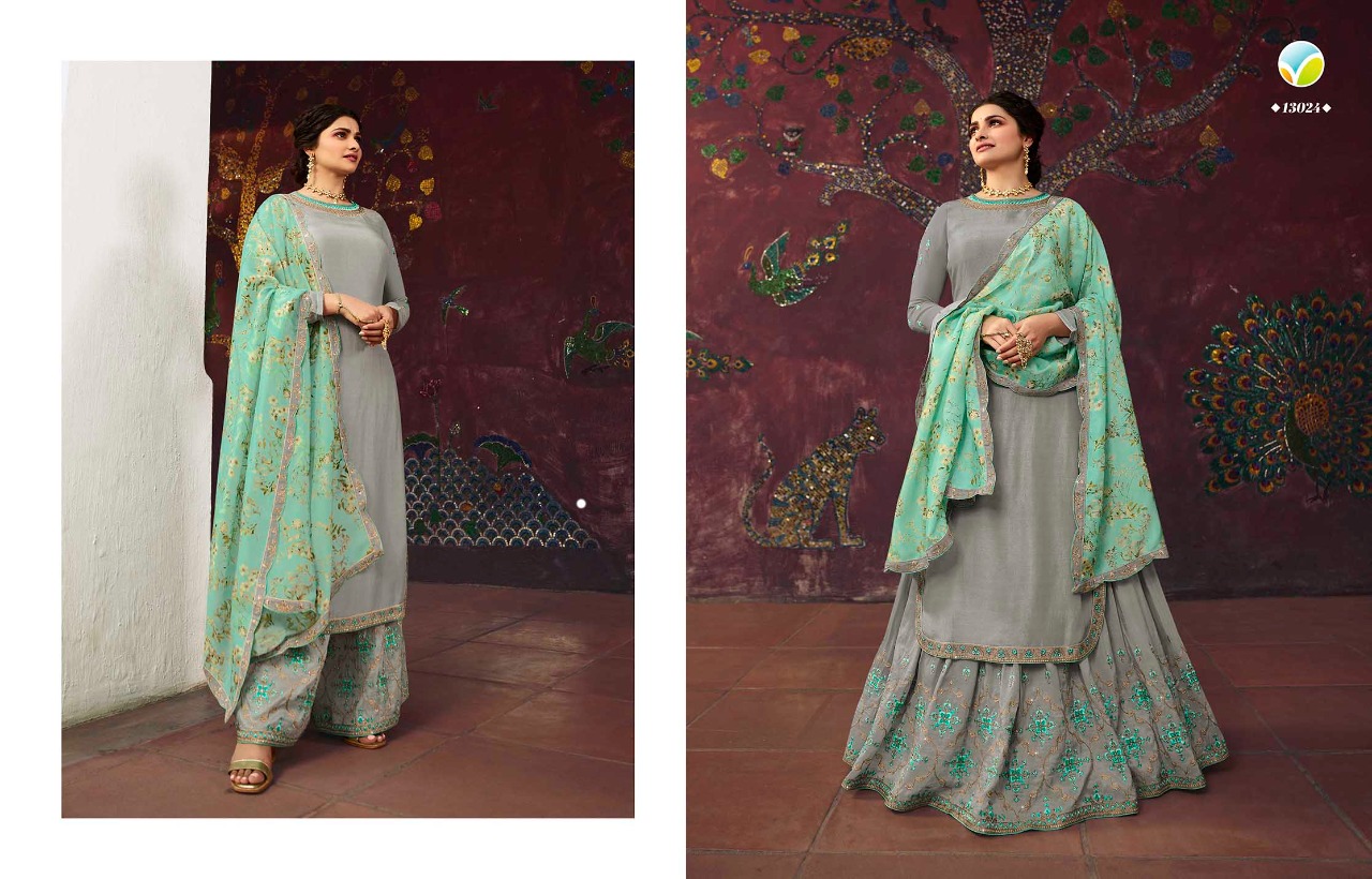 vinay fashion kaseesh lifestyle 3  muslin satin regal style sharara style salwar suit catalog