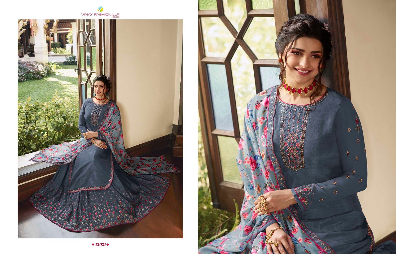 vinay fashion kaseesh lifestyle 3  muslin satin regal style sharara style salwar suit catalog