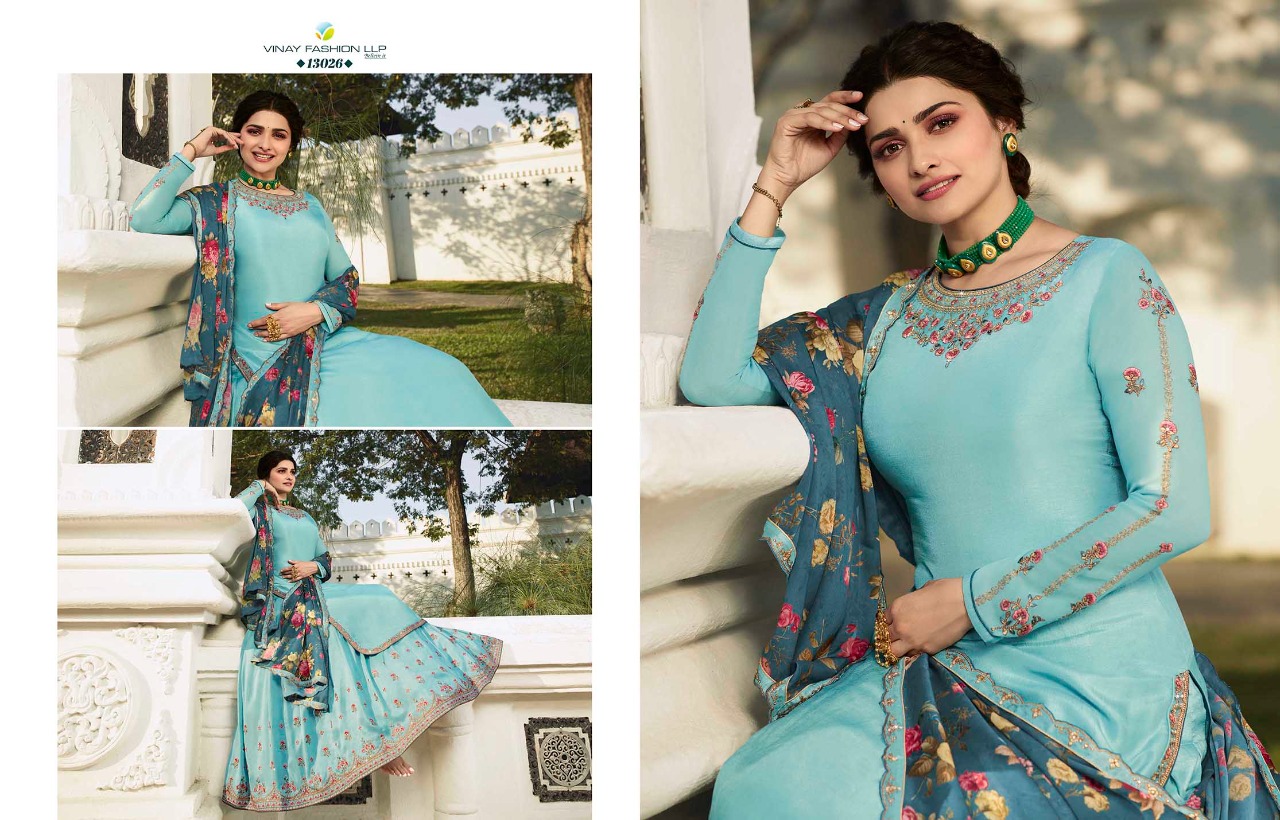 vinay fashion kaseesh lifestyle 3  muslin satin regal style sharara style salwar suit catalog