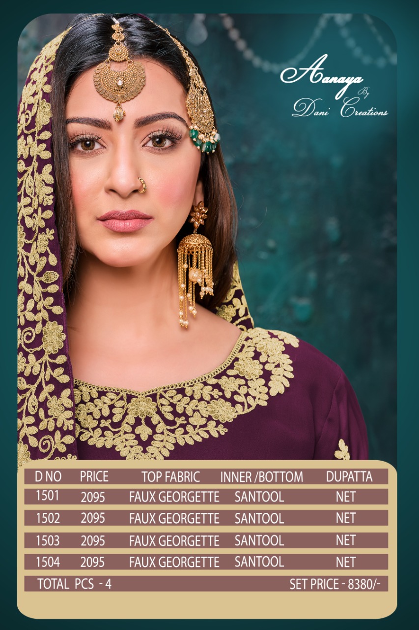 dani aanaya 1500 series vol 115 georgget regal look salwar suit catalog