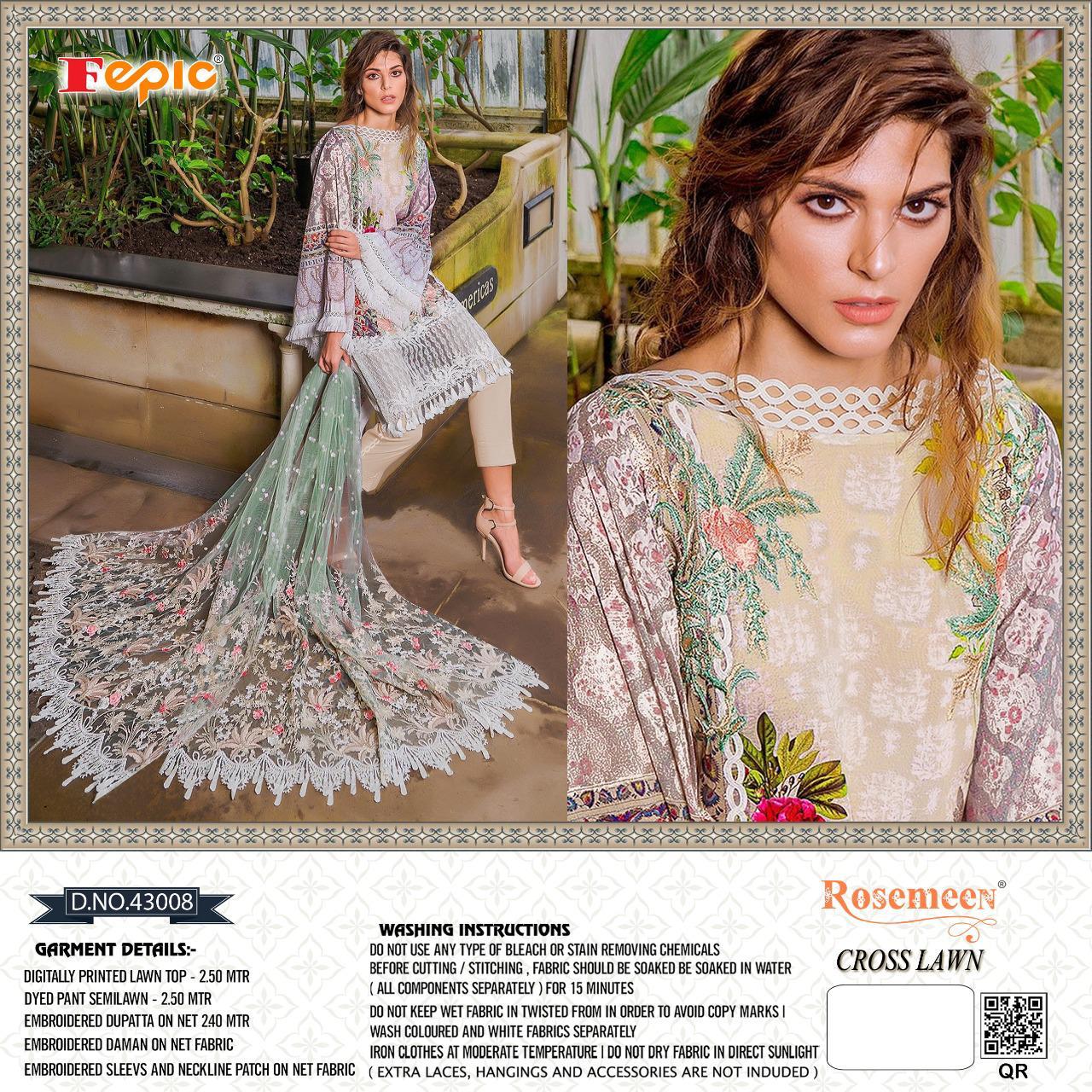 fepic rosemeen cross lawn super nx cotton astonishing salwar suit catalog