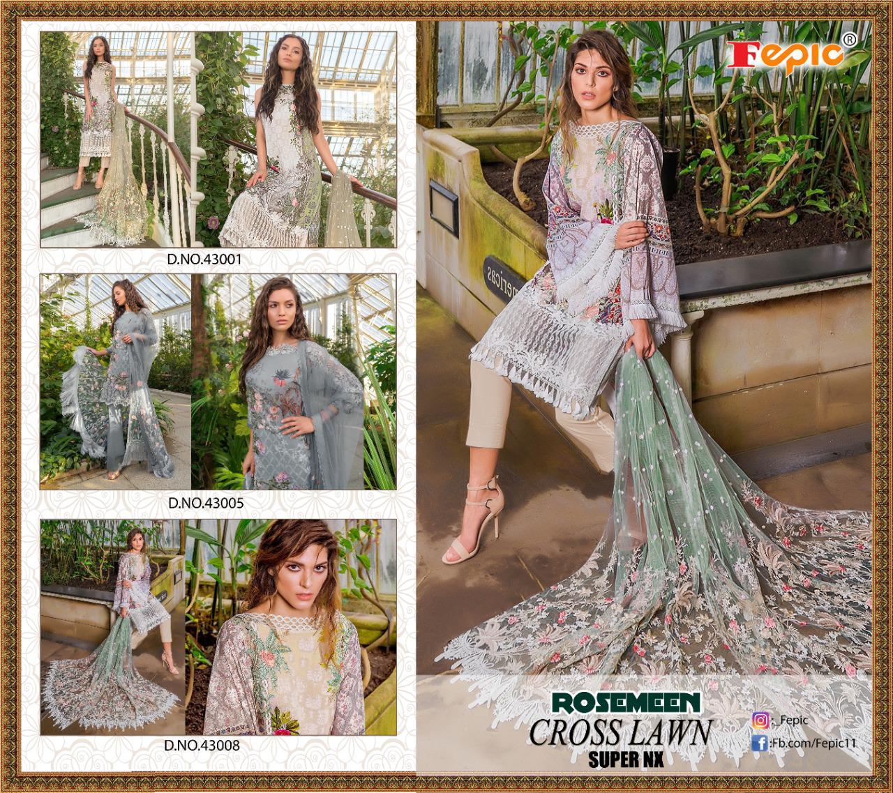 fepic rosemeen cross lawn super nx cotton astonishing salwar suit catalog