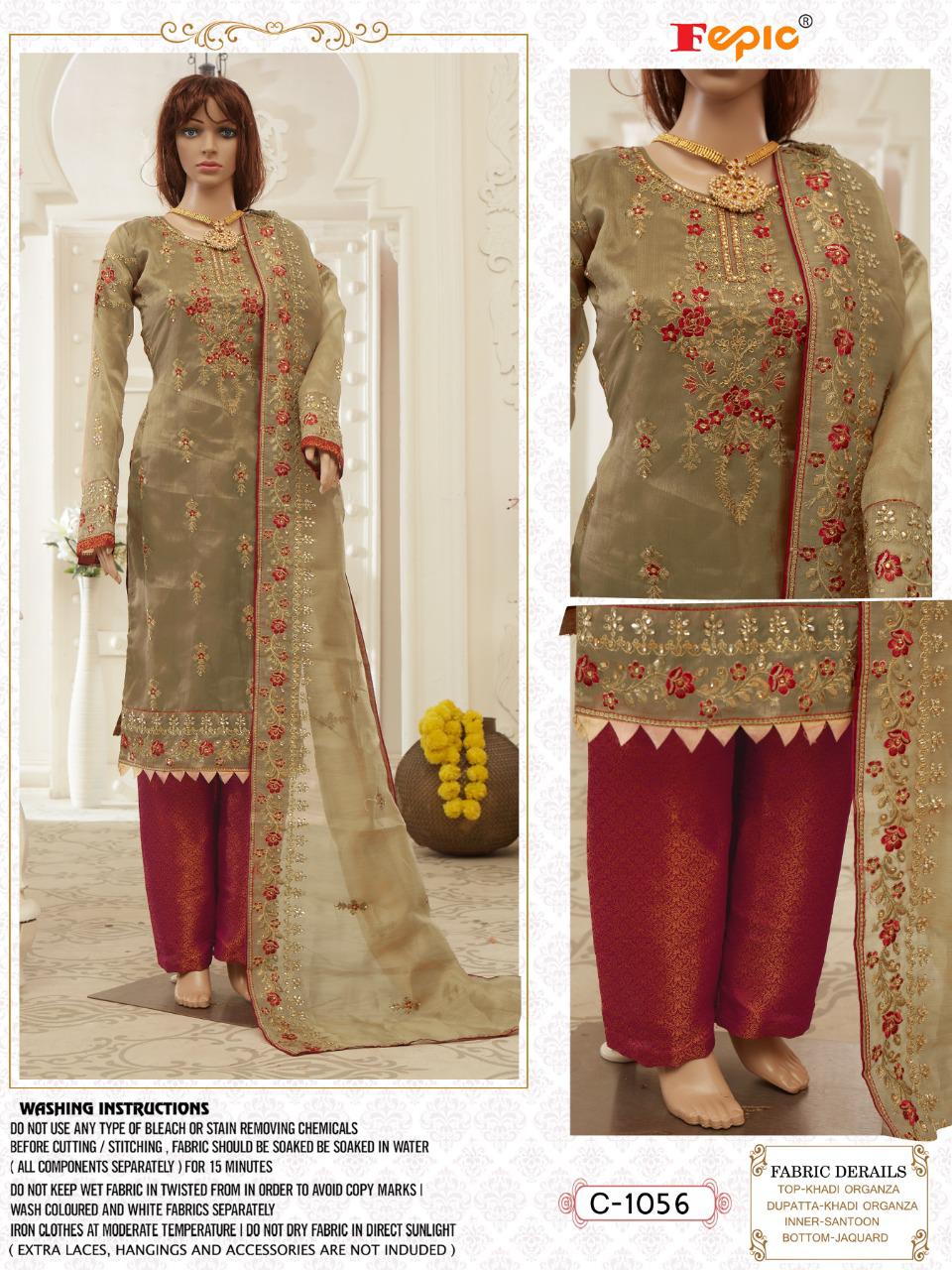 fepic rosemeen  c 1056 organza graceful embroidary look salwar suit singal