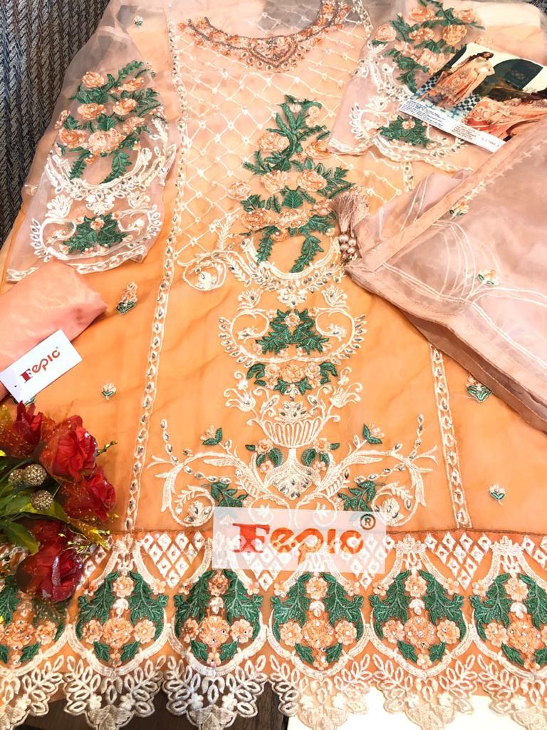 fepic rosemeen c 1064 organza decent look salwar suit singal