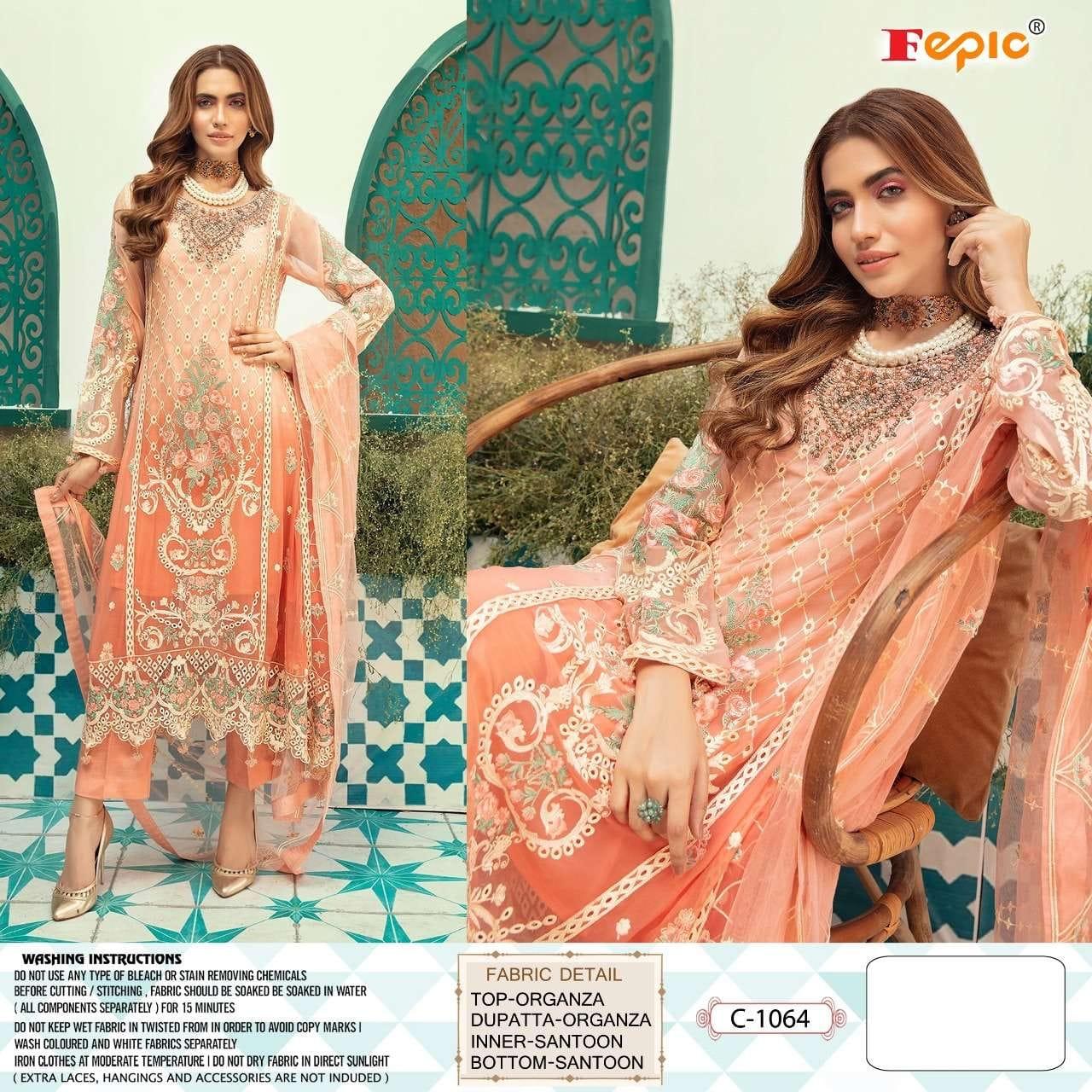 fepic rosemeen c 1064 organza decent look salwar suit singal