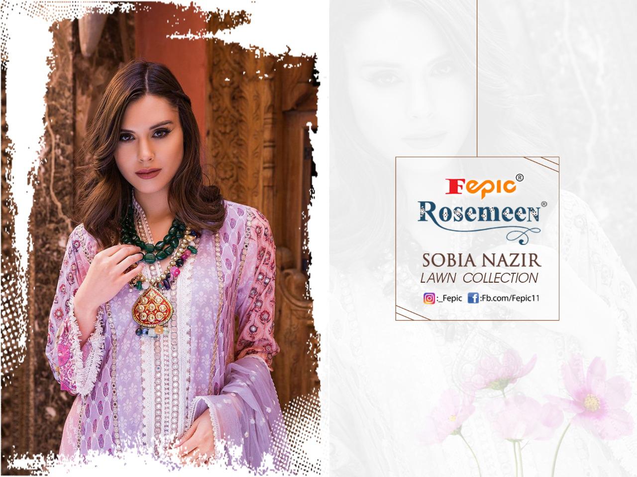 fepic rosmeen sobia nazir lawn collection cambric cotton gorgeous look salwar suit catalog