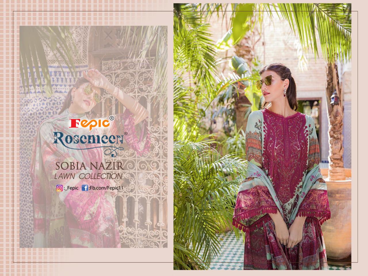 fepic rosmeen sobia nazir lawn collection cambric cotton gorgeous look salwar suit catalog