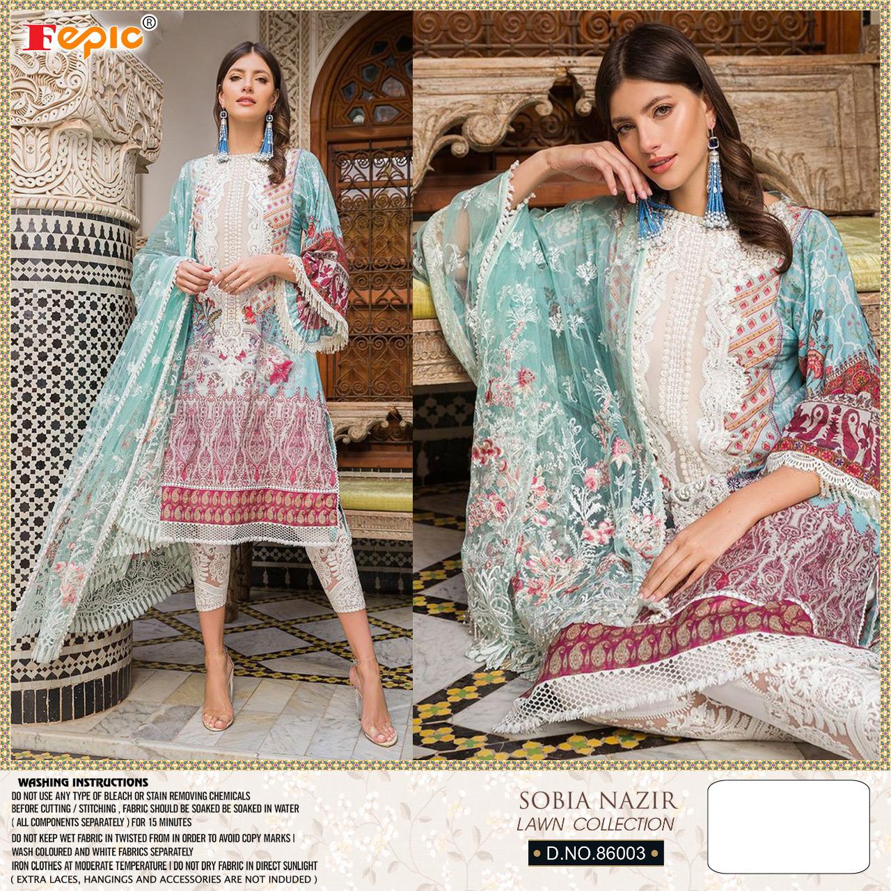 fepic rosmeen sobia nazir lawn collection cambric cotton gorgeous look salwar suit catalog