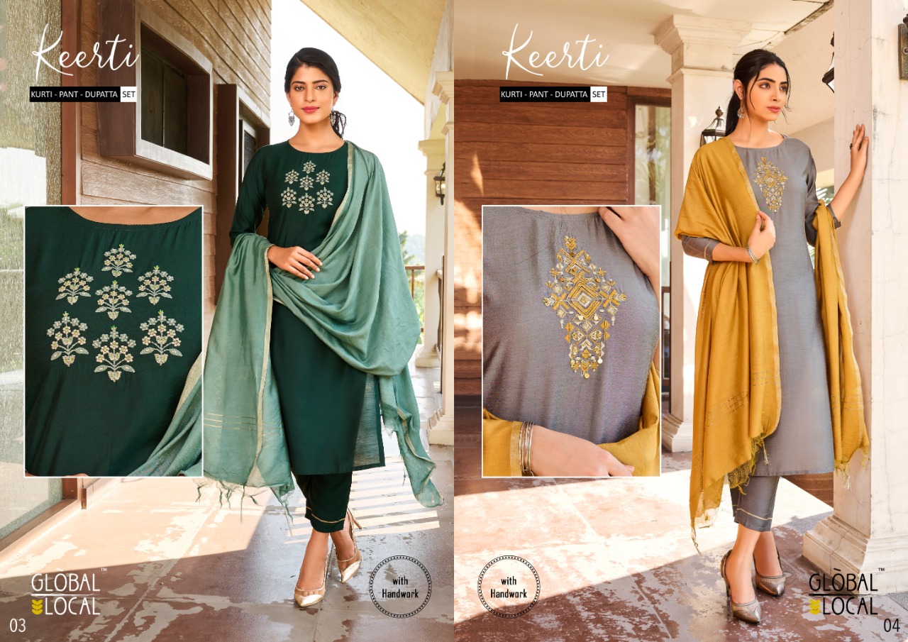 global local keerti catchy look kurti bottom with contrast dupatta catalog