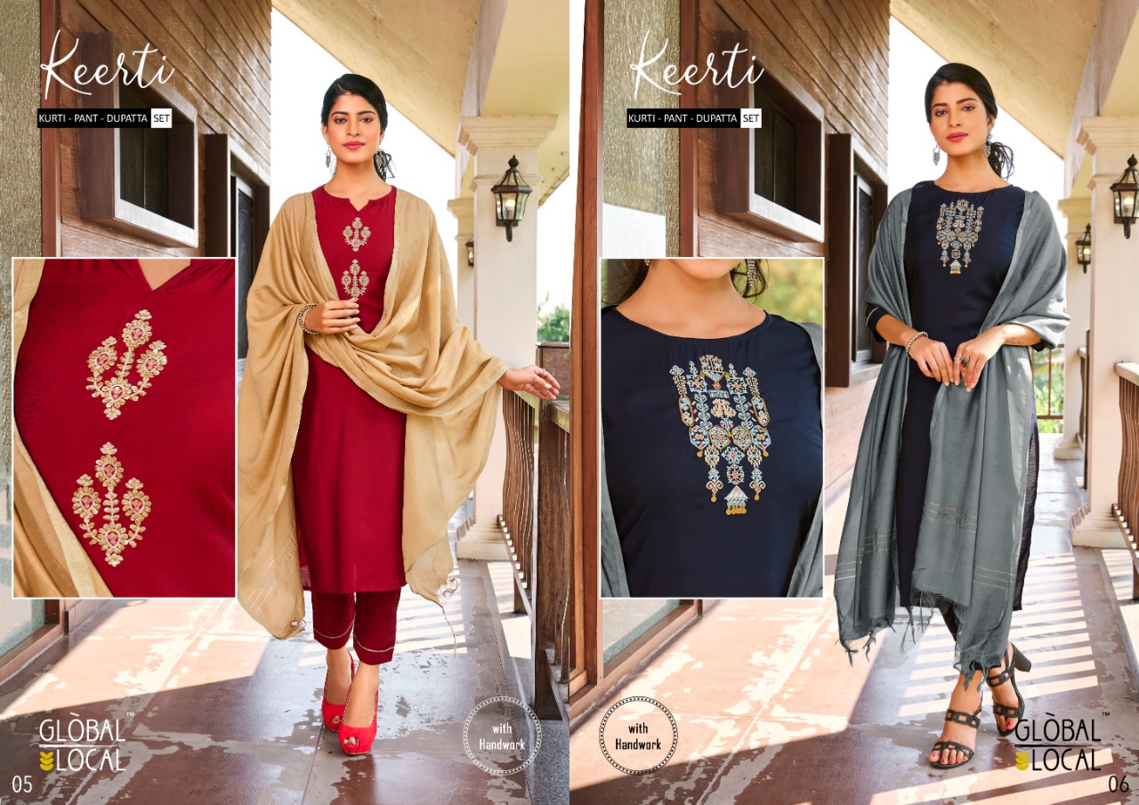 global local keerti catchy look kurti bottom with contrast dupatta catalog