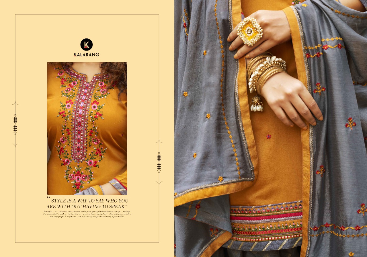 kalarang prakruti jam silk authentic fabric patiyala style salwar suit catalog