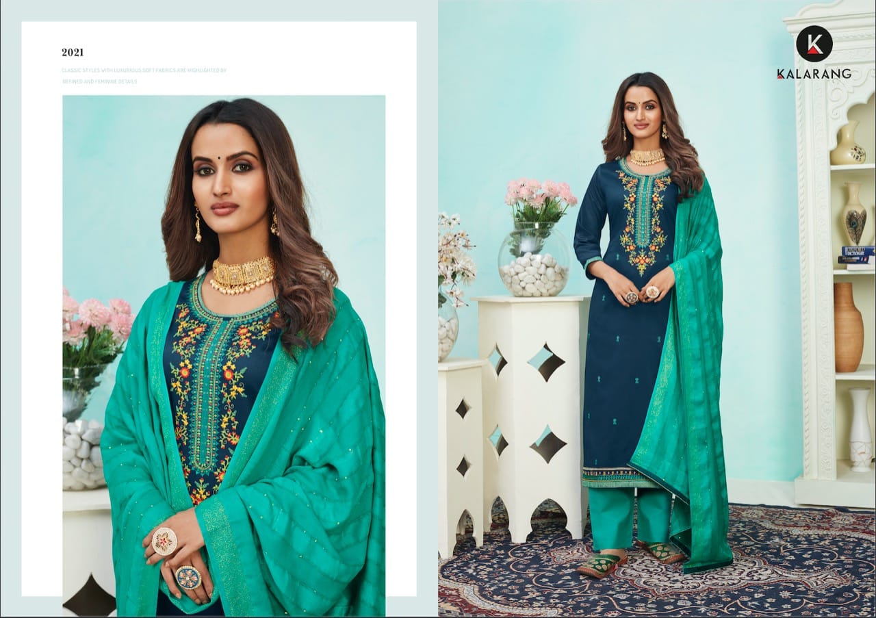 kalarang saloni vol 5 silk cotton regal look salwar suit catalog