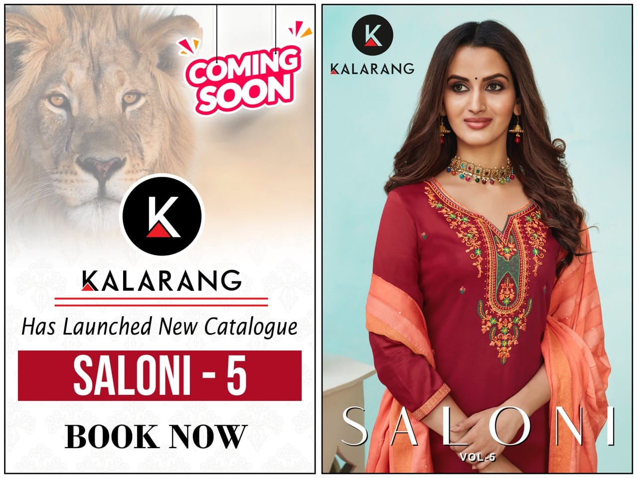 kalarang saloni vol 5 silk cotton regal look salwar suit catalog