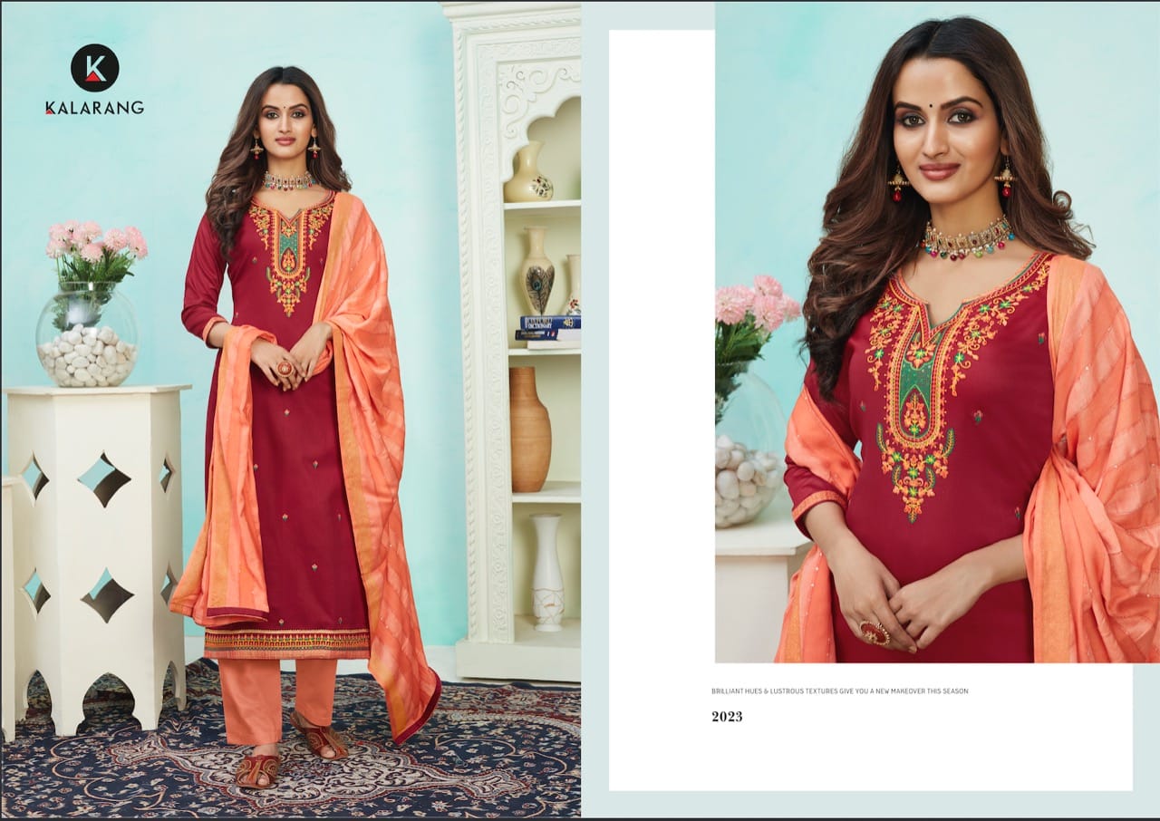 kalarang saloni vol 5 silk cotton regal look salwar suit catalog