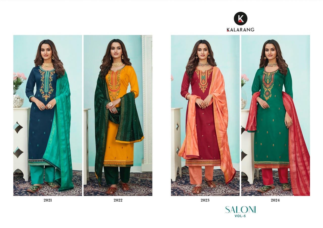 kalarang saloni vol 5 silk cotton regal look salwar suit catalog
