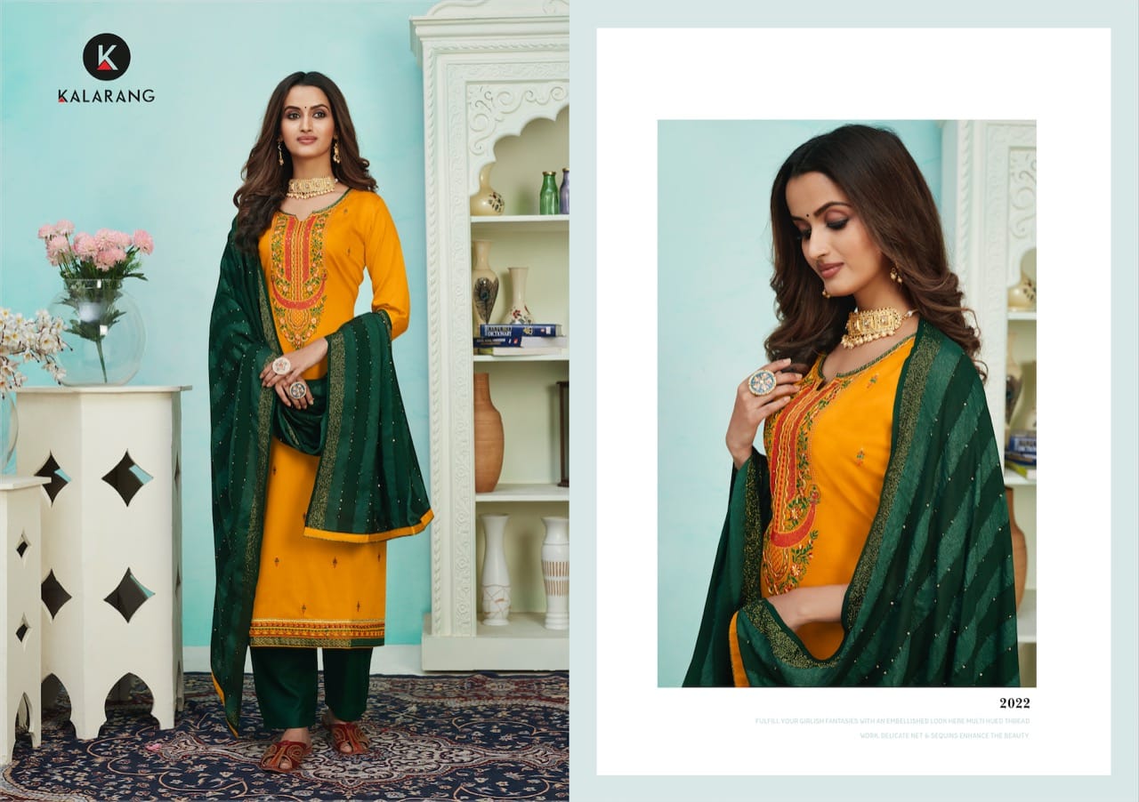 kalarang saloni vol 5 silk cotton regal look salwar suit catalog