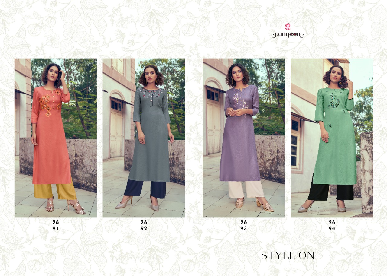 rangoon style on viscose innovative style long kurti with plazzo calatog