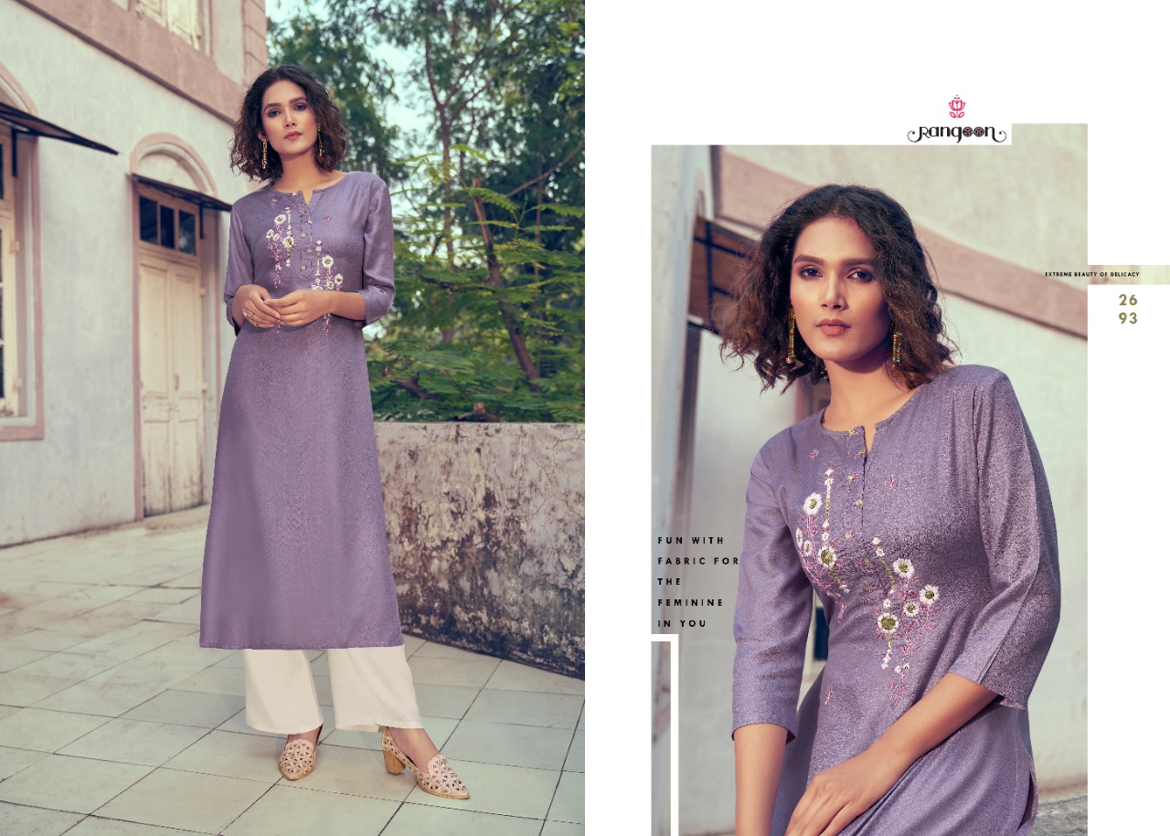 rangoon style on viscose innovative style long kurti with plazzo calatog