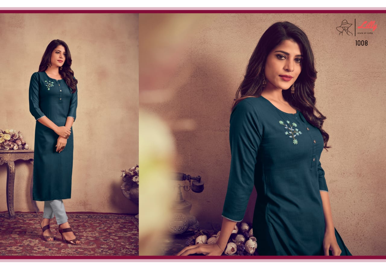 lilly style of india rosemeen rayon decent look kurti with pent catalog