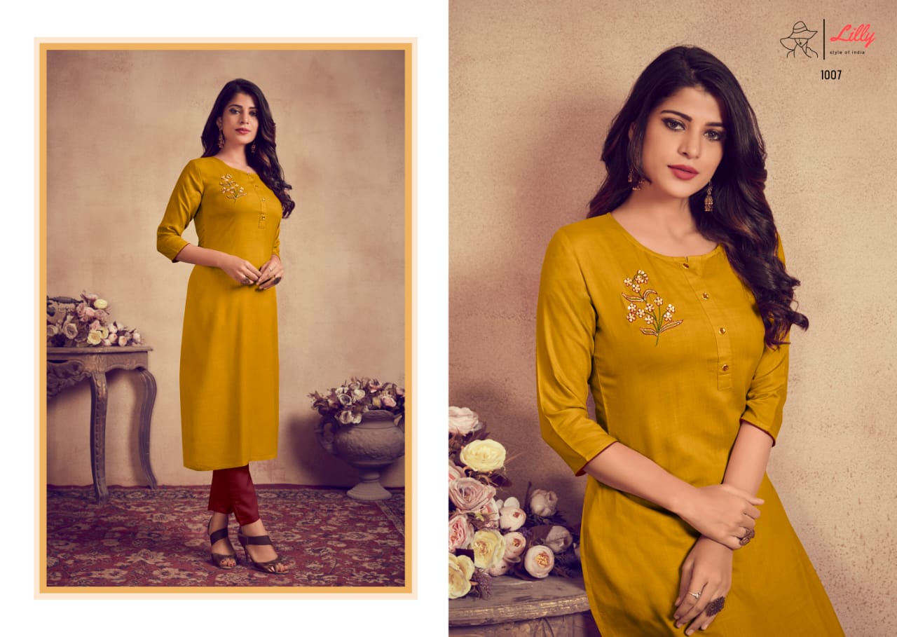 lilly style of india rosemeen rayon decent look kurti with pent catalog