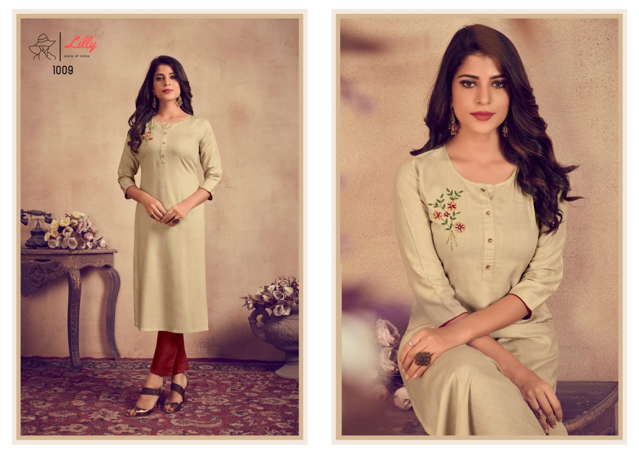 lilly style of india rosemeen rayon decent look kurti with pent catalog