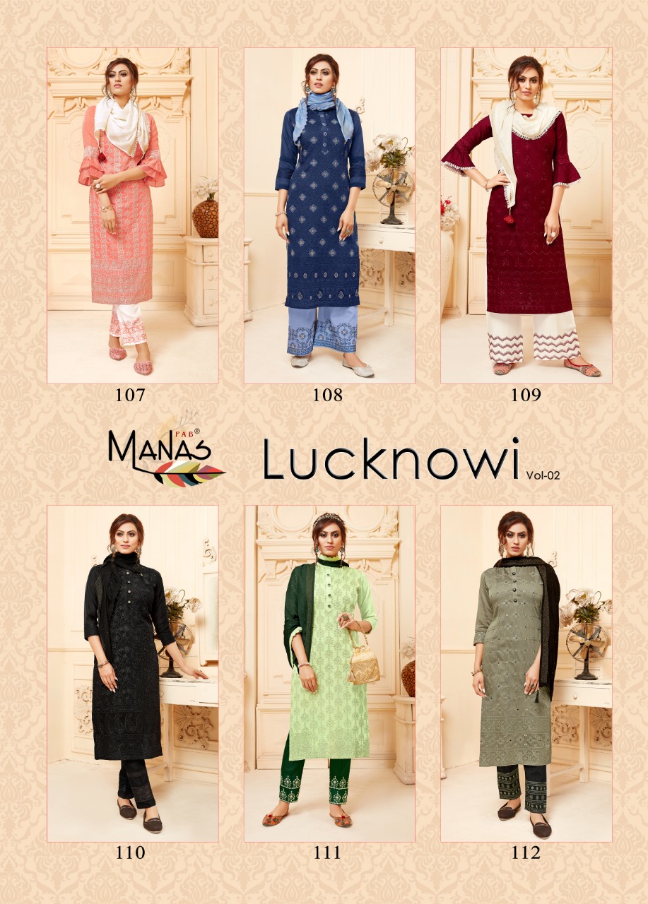 manas lucknowi vol 2 fancy astonishing style kurti Bottom with Stoles Dupatta catalog