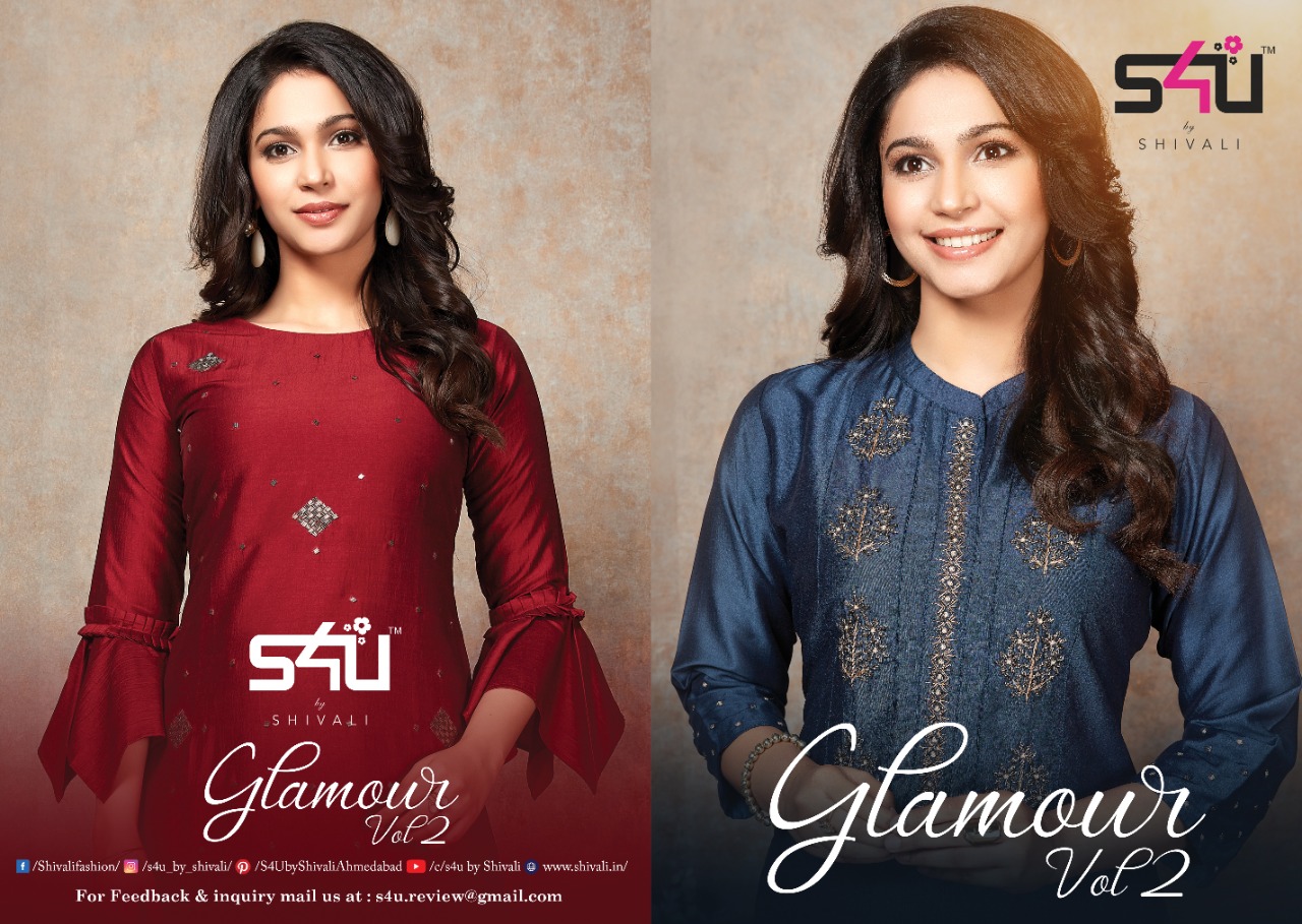 s4u Glamour vol 2 chinon silk gorgeous look kurti catalog